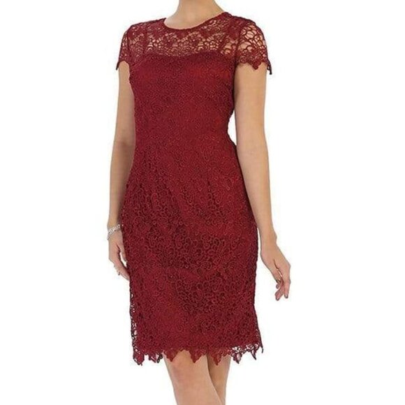 NWT May Queen MQ1253 Lace Cocktail Dress Burgundy Size 3XL - Picture 1 of 5
